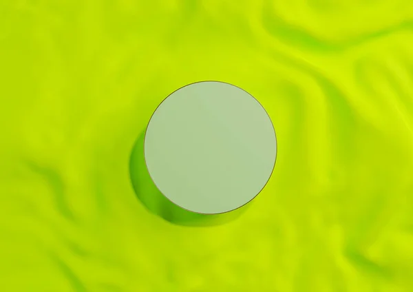 Světlý Vápenatý Neonově Zelený Vykreslování Minimální Zobrazení Výrobku Horní Pohled — Stock fotografie
