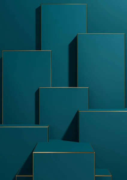 Dark Teal Aqua Blue Rendering Simple Minimal Geometric Background Product — Stock Photo, Image