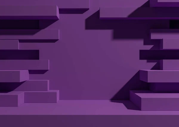 Яскраво Фіолетовий Фіолетовий Візуалізація Продукту Подіум Або Підставка Абстрактною Цегляною — стокове фото