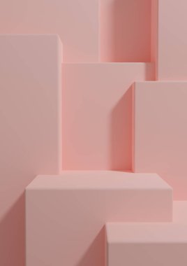 Pastel, açık kırmızı, somon pembesi 3D ürün resimli duvar kağıdı podyumlu ya da basit, minimal, soyut, geometri ürünü fotoğrafçılık üzerine bir iki lüks ürün üzerinde iyi durun.
