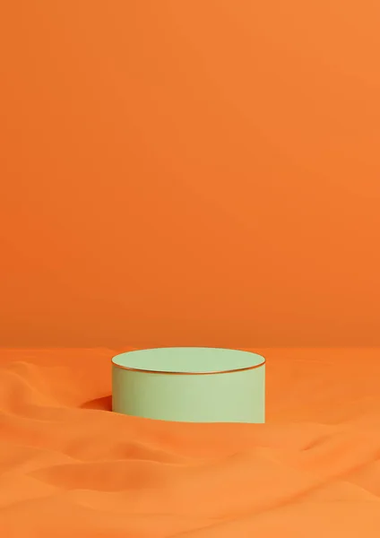 Néon Orange Rouge Vif Rendu Produit Minimal Afficher Podium Cylindre — Photo