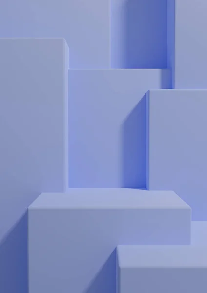 パステルブルーの3Dレンダリング製品は 表彰台と壁紙を表示したり 単純な上に1つまたは2つの高級製品の前に良いスタンド 最小限の抽象的 幾何学的な製品の写真の背景 — ストック写真