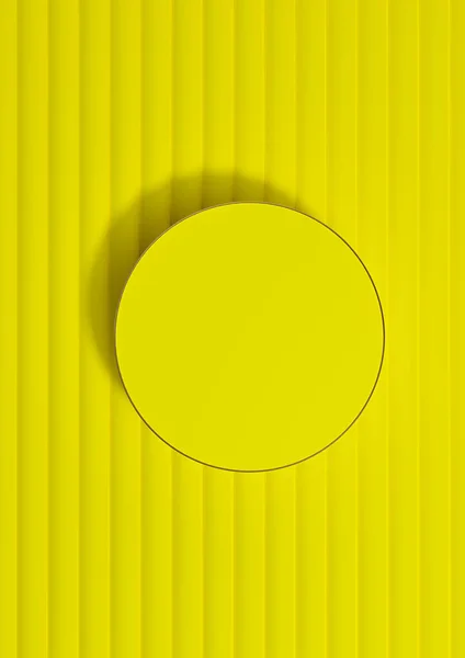 Яркие Неоновые Желтые Рендеринг Верхнего Вида Плоский Дисплей Цилиндр Продукт — стоковое фото