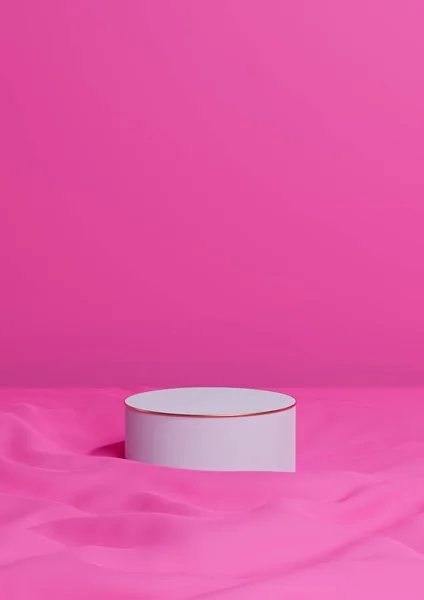 Magenta Brillante Neón Rosa Representación Mínima Exhibición Producto Podio Cilindro —  Fotos de Stock