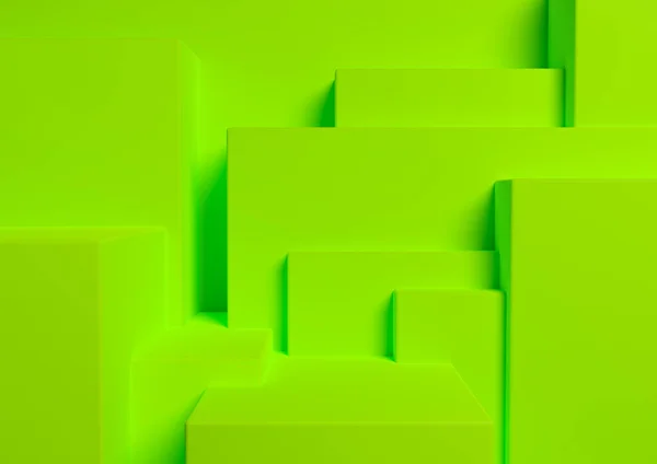 Яркие Неоновые Зеленые Рендеринга Продукта Подиум Стоять Простой Минимальный Абстрактный — стоковое фото
