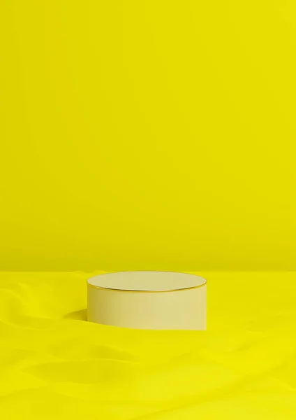 Jasny Neonowy Żółty Renderowania Minimalny Produkt Wyświetlacz Jeden Luksusowy Cylinder — Zdjęcie stockowe