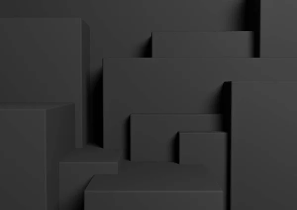 Negro Gris Oscuro Blanco Negro Renderizado Producto Exhibición Podio Soporte — Foto de Stock