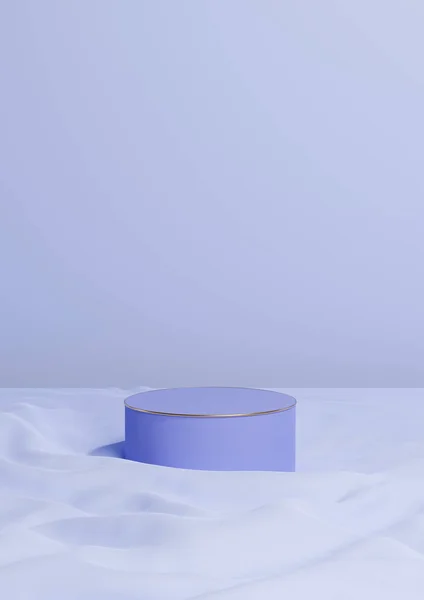 Light Pastel Blue Rendering Minimal Product Display One Luxury Cylinder — Fotografia de Stock