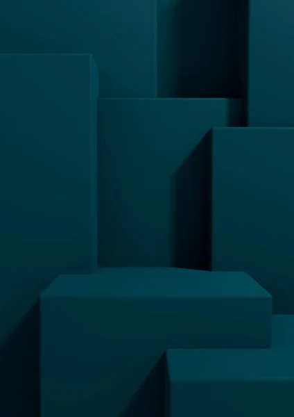 Dark Teal Aqua Blue Renderelés Termék Megjelenítése Tapéta Pódiummal Vagy — Stock Fotó