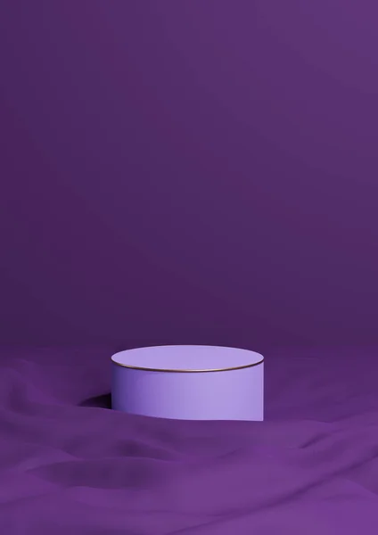 Dark Purple Violet Rendering Minimal Product Display One Luxury Cylinder — Stock Fotó