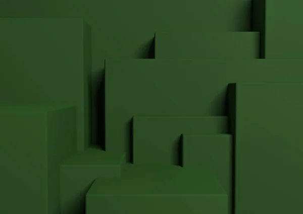 Темный Теплый Зеленый Рендеринг Продукта Дисплей Подиум Стоять Простой Минимальный — стоковое фото