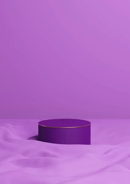 Bright Purple Violet Rendering Minimal Product Display One Luxury Cylinder — Photo
