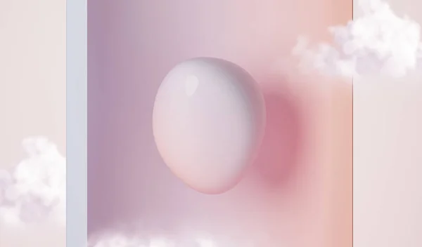 抽象カラフルな泡の3Dレンダリング 背景デザイン パステルブルーとサンゴの色のシーン ソーシャルメディアバナー プロモーション 化粧品製品ショーのためのトレンディな3Dレンダリング — ストック写真