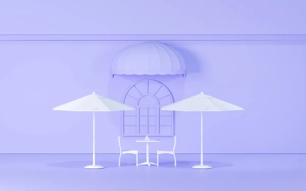 Зовнішній Вигляд Відкритого Кафе Пастельно Фіолетовим Білим Кольором Фронт Класичного — стокове фото