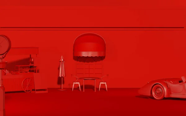 Кав Ярня Перед Рекламою Класичному Стилі Зовнішній Вигляд Кафе Червоним — стокове фото