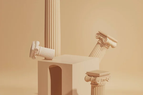 Κλασική Ελληνική Πλατφόρμα Πυλώνων Κλασικό Πολυτελές Αφηρημένο Βάθρο Αισθητικό Υπόβαθρο — Φωτογραφία Αρχείου