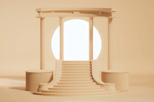 Classical Greek Pillar Platform Stairs Arches Classic Luxurious Abstract Podium — Fotografia de Stock