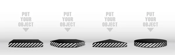 Nesne koymak için çizgili grafik desenli serin podyum 3d illüstrasyon vektörü