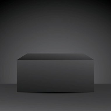 Objeyi koymak için siyah ekran kutusu ve zemin 3d illüstrasyon vektörü