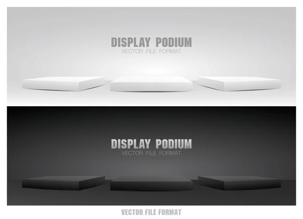 Nesne koymak için en az beyaz ve siyah podyum 3d görüntü kümesi