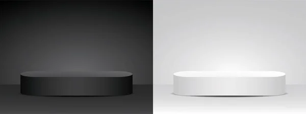 Nesnenizi koymak için en az genişlikte siyah ve beyaz podyum görüntüleme vektörü ayarlandı