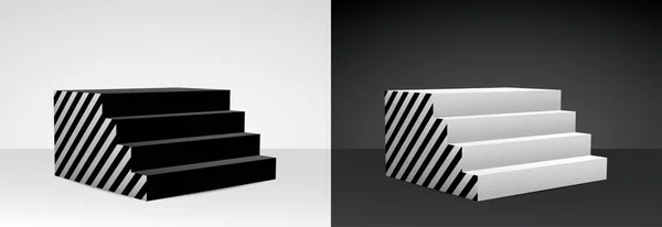 sokak biçimi siyah ve beyaz çizgili grafik desenli merdiven 3d görüntü vektörü