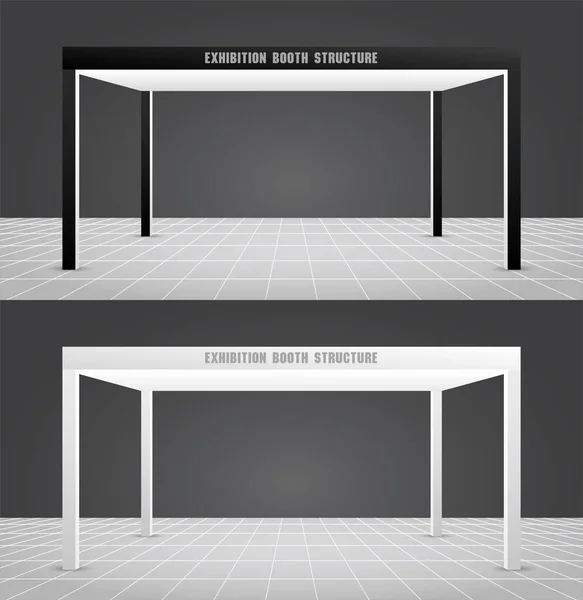 siyah ve beyaz minimal sergi kabin yapısı 3d illüstrasyon vektörü