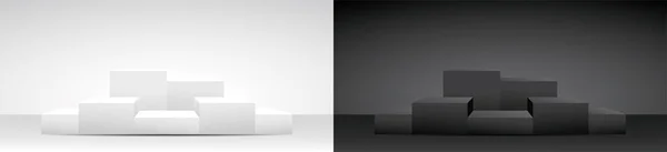 nesnenizi koymak için siyah ve beyaz modern minimal kare podyum 3d görüntü vektörü