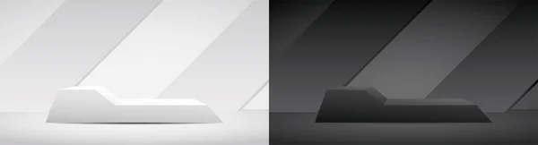 Nesnenizi koymak için minimal genişlikte siyah ve beyaz modern ürün raf gösterme vektörü