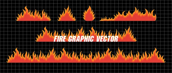 Siyah ızgara şablon arka planında düz ateş grafik vektör koleksiyonu 