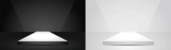 nesnenizi koymak için siyah ve beyaz minimal ışık kare podyum 3d görüntü vektörü