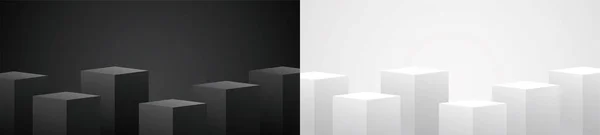 cool minimal tasarım siyah ve beyaz geometrik podyum arkaplan 3d illüstrasyon vektörü