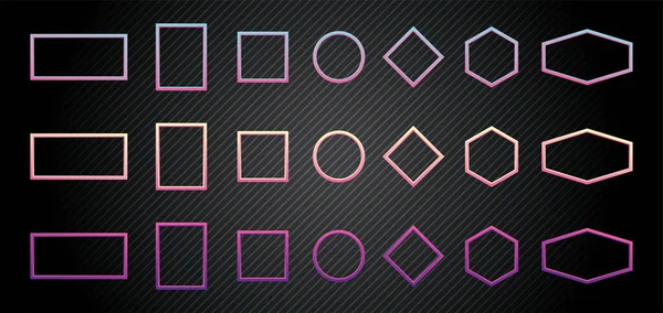 cool futuristik geometrik gradyan renk çerçeve vektörü seti