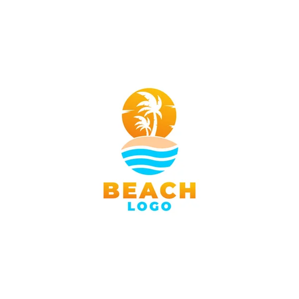 Playa Logo Vector Plantilla — Archivo Imágenes Vectoriales