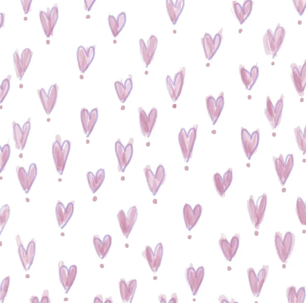 Wzór Małym Różowym Serduszkiem Wiele Serc Białym Tle — Zdjęcie stockowe