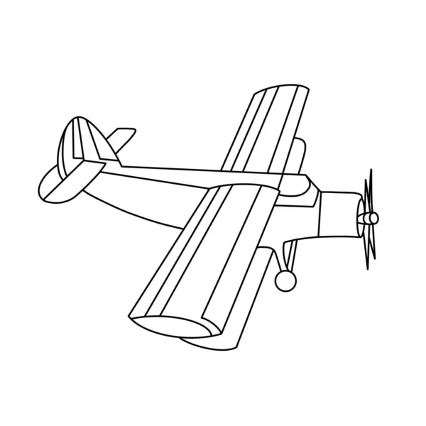 飞机的图解 用线条画的印在儿童用的纺织品 明信片 壁纸上 标志上的飞机线形草图 — 图库照片