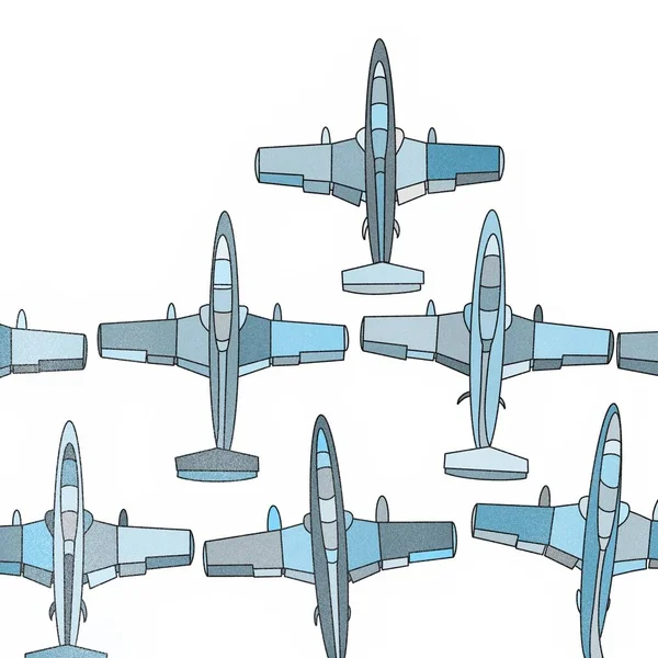 Ilustração Gráfica Aviões Desenhado Por Linhas Impressão Para Têxteis Infantis — Fotografia de Stock