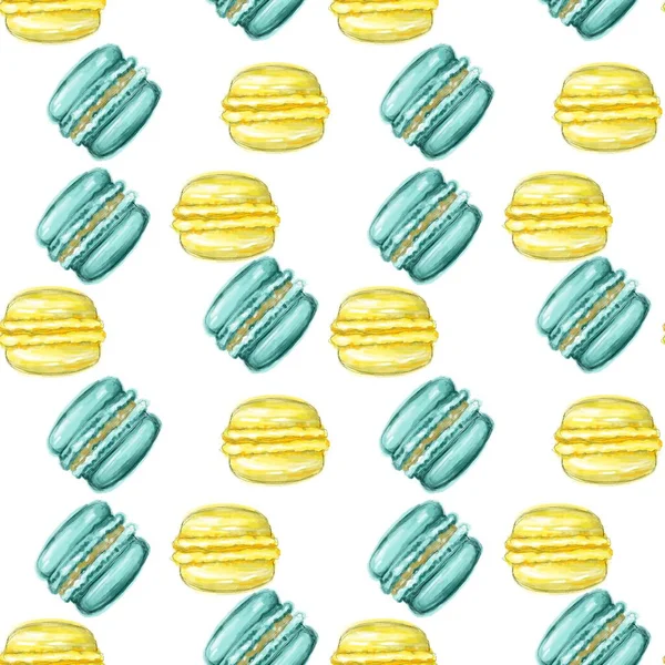 Seamless Pattern Image Macaroons Painted Macaroni Yellow Green Colors Bright — Stock Photo, Image