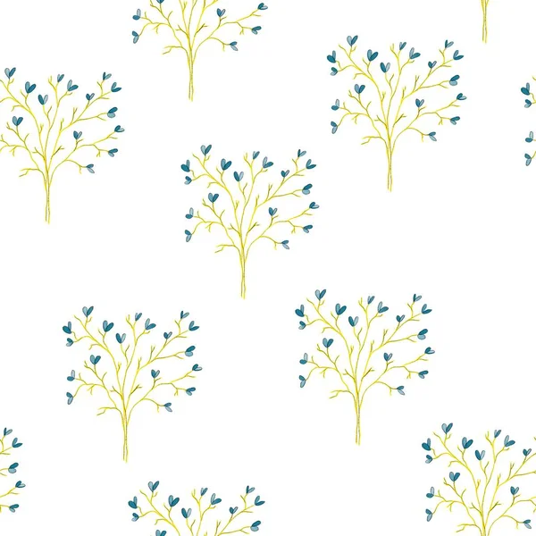 Nahtloses Muster Mit Floralem Ornament Muster Gelben Und Blauen Farben — Stockfoto