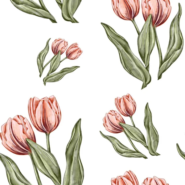 Çiçeksiz desen. Elle çizilmiş lale resimli suluboya deseni. Tekstil, duvar kâğıdı, ambalaj kağıdı, giysi baskısı. Çocuk odaları için yazdırma.