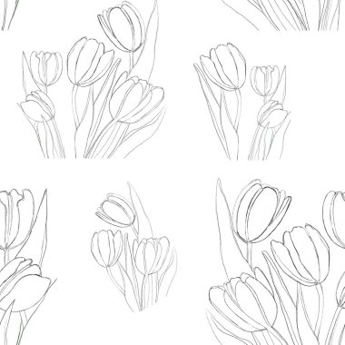Kusursuz desenli çizgili bir lale resmi. Tekstil, ambalaj kağıdı, duvar kağıdı, kartpostallar için yazdır.
