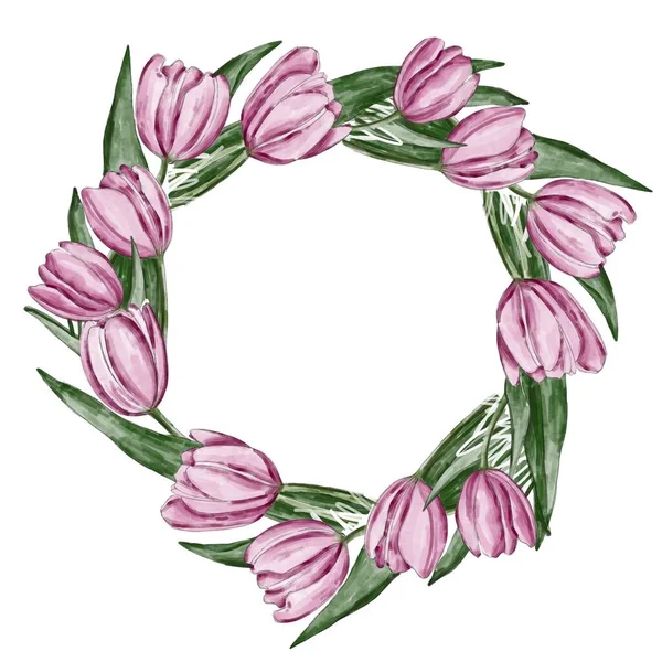 Blumengestell Mit Tulpen Auf Einer Postkarte Aquarell Skizze Von Tulpen — Stockfoto