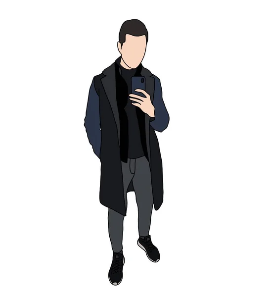 Illustration Mode Homme Dans Style Minimaliste Esquisse Élégante Pour Magazine — Photo