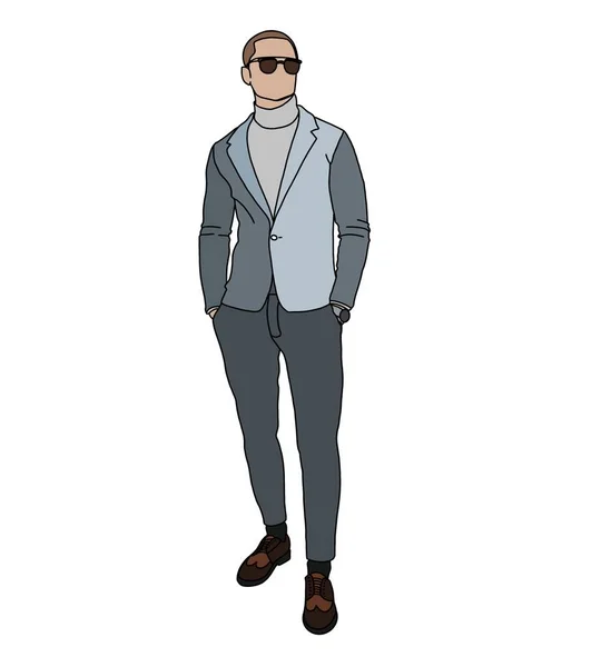 Illustration Mode Homme Dans Style Minimaliste Esquisse Élégante Pour Magazine — Photo