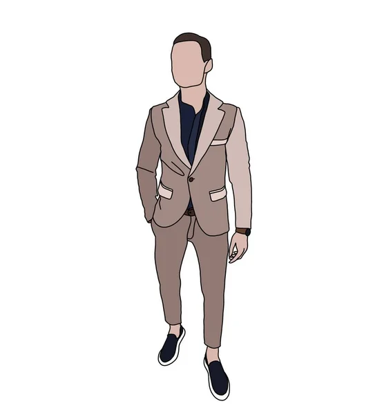 Illustration Mode Homme Dans Style Minimaliste Esquisse Élégante Pour Magazine — Photo