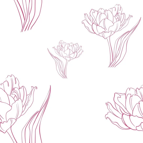 Seamless pattern with minimalist flowers. Print with tulips in a minimalist style. Print for textiles, wallpaper, accessories, clothes, postcards, posters, logos.