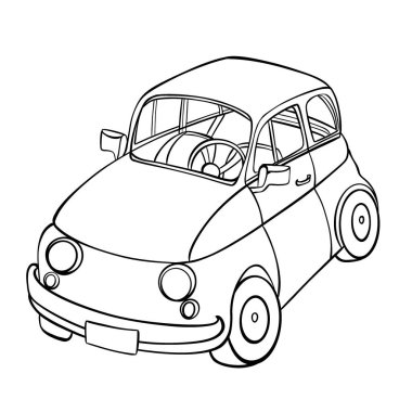 Minimalist illustration of a car. Linear car image for logo, poster, postcard, invitation.