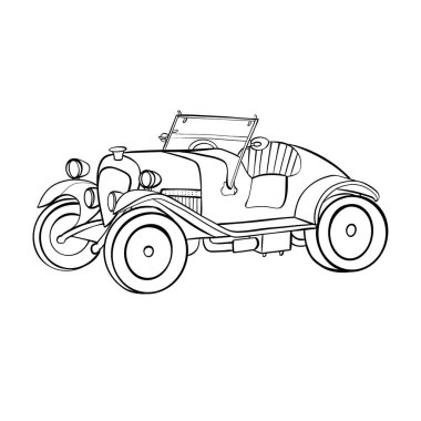 Minimalist illustration of a car. Linear car image for logo, poster, postcard, invitation.