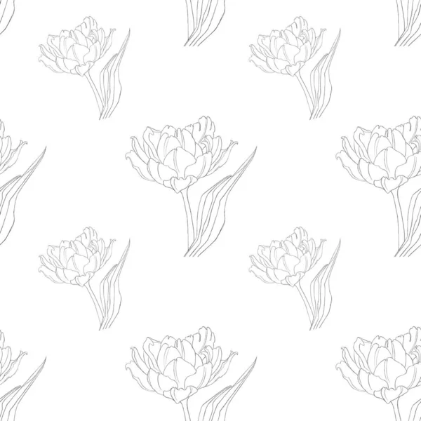 Seamless Pattern Minimalist Flowers Print Tulips Minimalist Style Print Textiles — Foto de Stock
