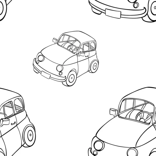 Seamless Minimalistic Pattern Drawn Cars Linear Print Children Textiles Wallpaper — Fotografia de Stock